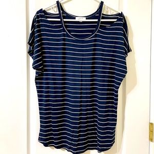Maette Stripped Cold Shoulder Top in Large